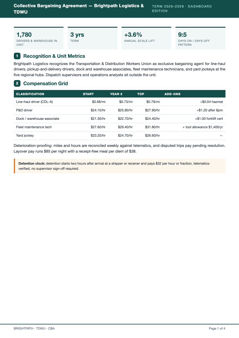 Quarterly review collective bargaining agreement